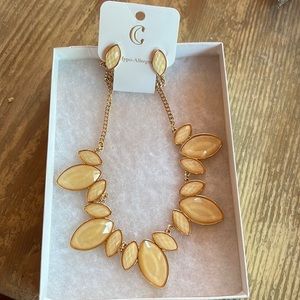 Charming Charlie butterscotch glittery chain necklace and matching earrings